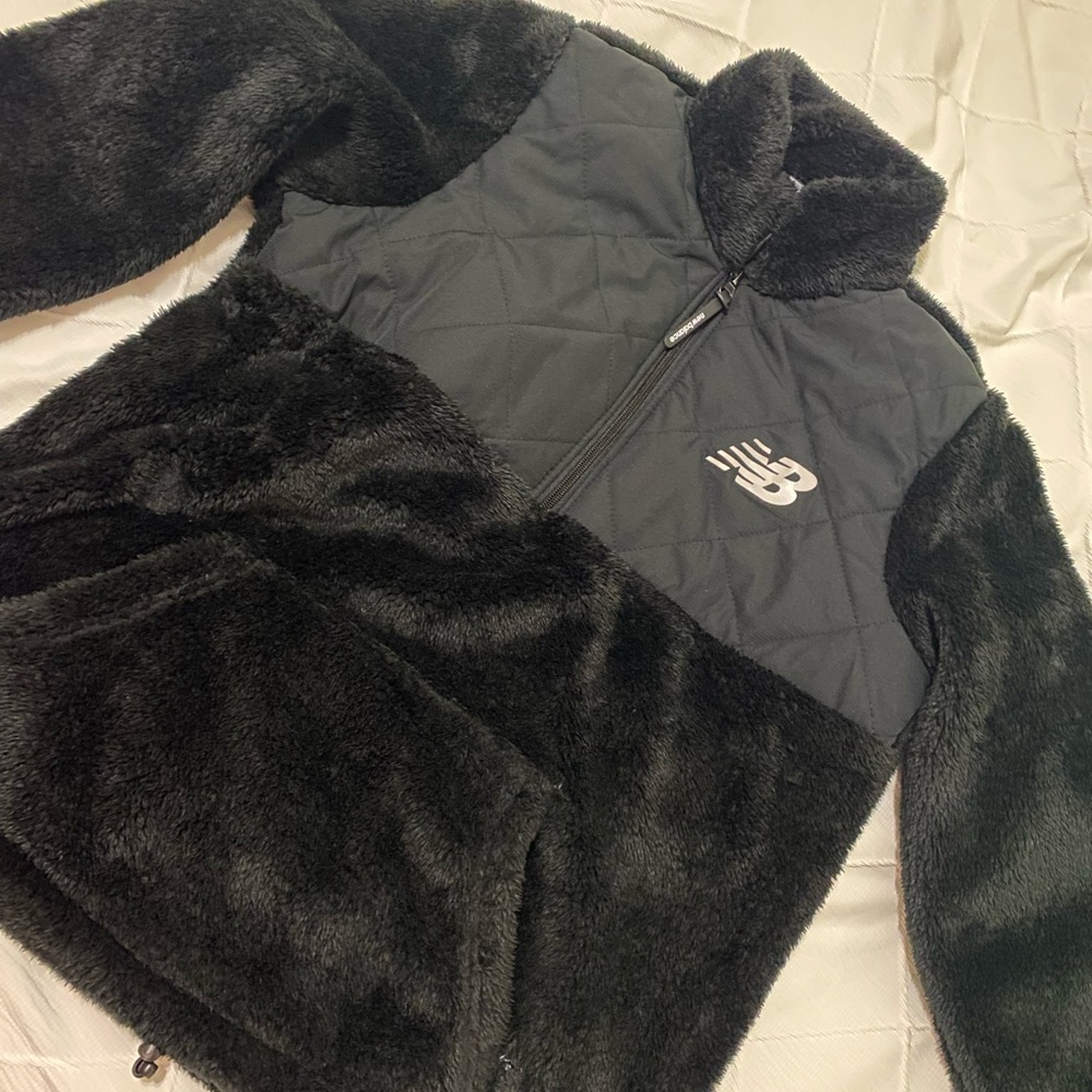 New Balance Black Fleece Jacket with Plush Collar